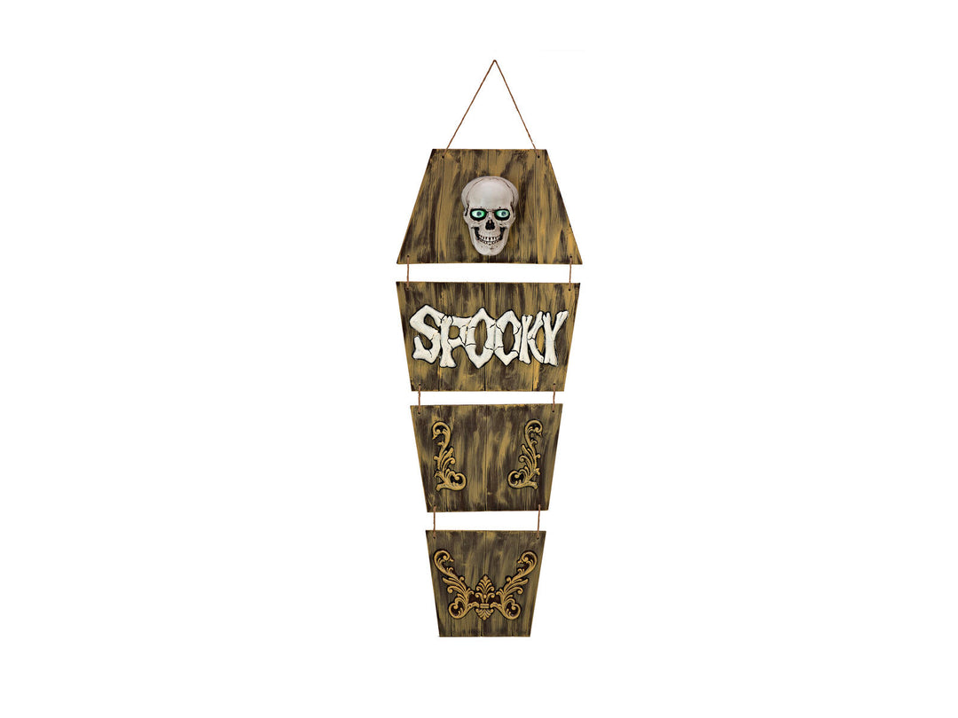 Halloween spøgelseskiste med kranie, animeret, 150 cm
