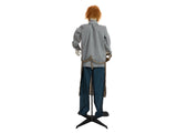 Halloween-figur zombie med motorsav, animeret, 170 cm