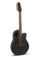 Ovation E-Acoustic Guitar Elite TX Deep Contour Cutaway 12-string - Black Textured (2058TX-5-G)