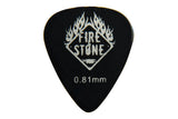 Fire & Stone Classic plektre i celluloid, 0,81 mm, sort, 12 stk.
