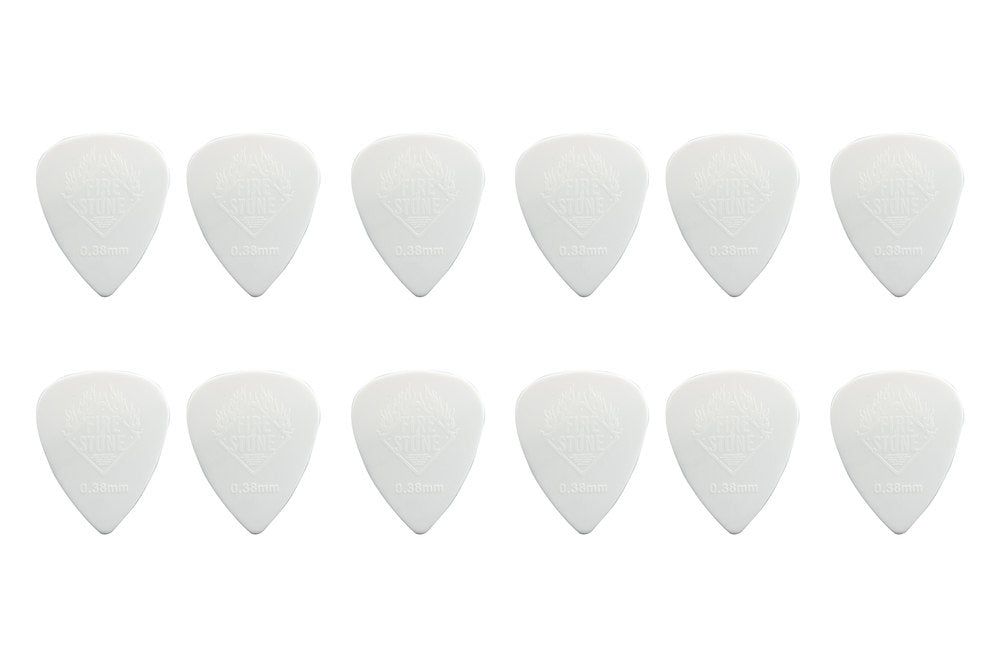 Fire & Stone Nylon plektre 0,38 mm, hvid, 12 stk.