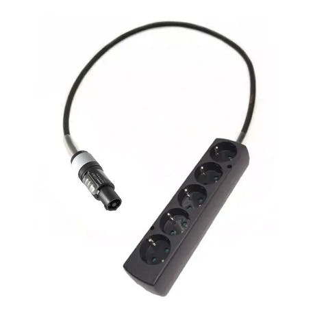 Adapter powerCON grå - Schuko 5 Stikdåse - 1 meter