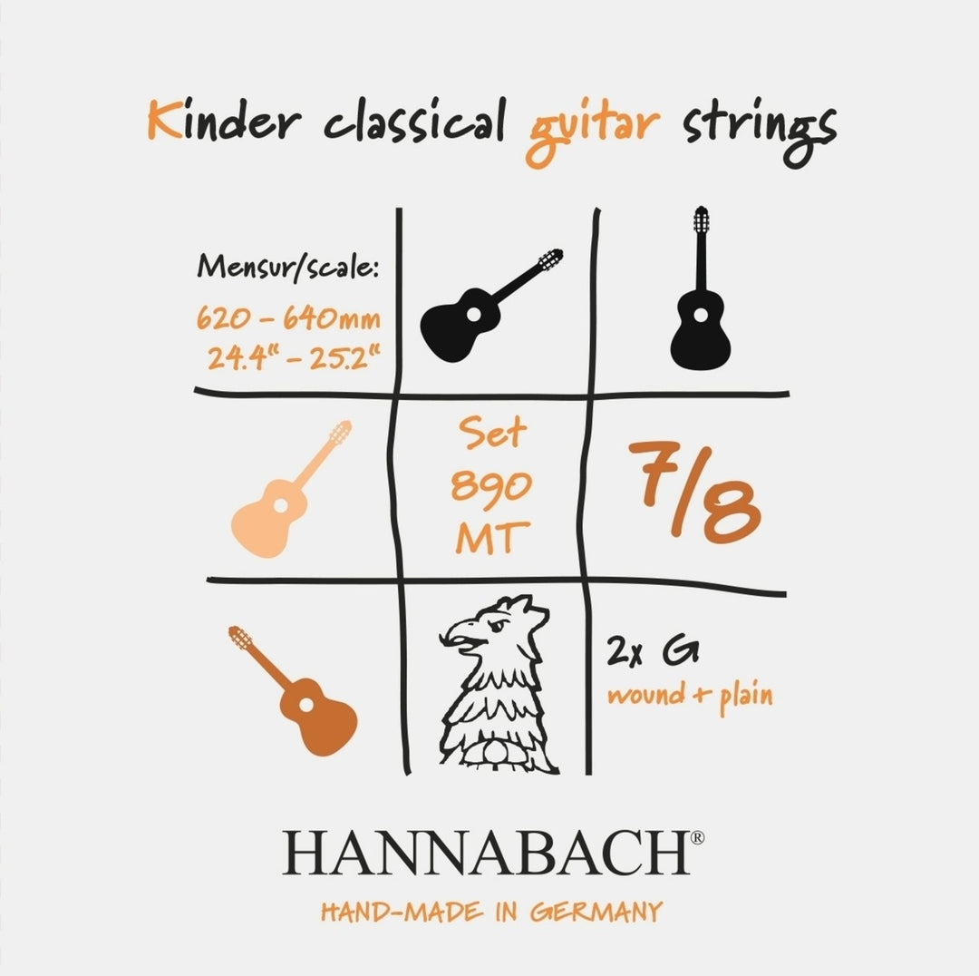 Hannabach Strings for classic guitar Serie 890 7/8 guitar for children Duel: 62-64 cm - Set of 2 G-Strings (890MT 7/8)