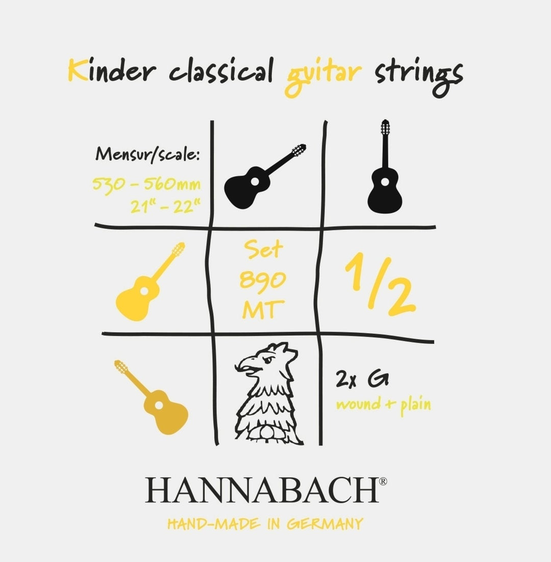 Hannabach Strings for classic guitar Serie 890 1/2 classic guitar for children Duel: 53-56 cm - Set of 2 G-Strings (890MT 1/2)