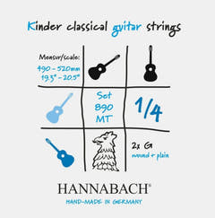 Hannabach Strings for classic guitar Serie 890 1/4 guitar for children Duel: 49-52 cm - Set of 2 G-Strings (890MT 1/4)