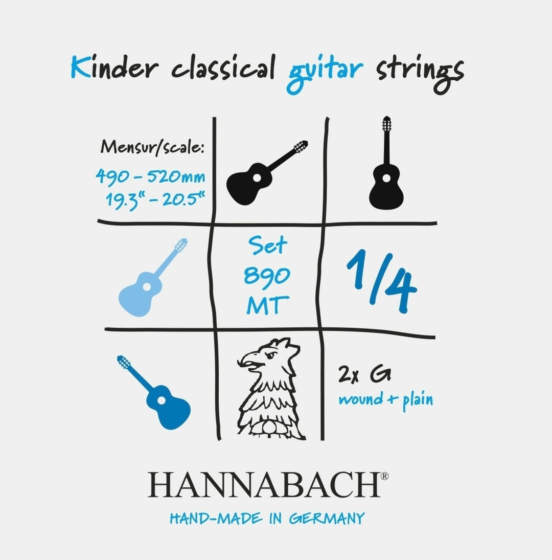 Hannabach Strings for classic guitar Serie 890 1/4 guitar for children Duel: 49-52 cm - Set of 2 G-Strings (890MT 1/4)