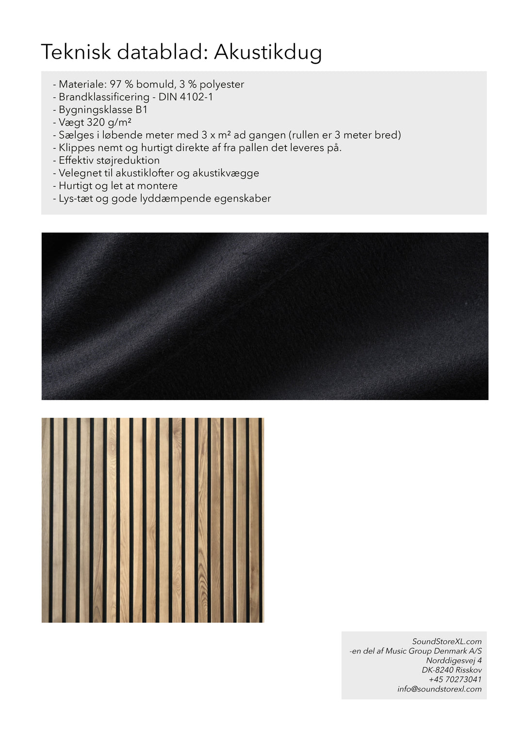 Akustikdug pr. 3 m² (Sort)