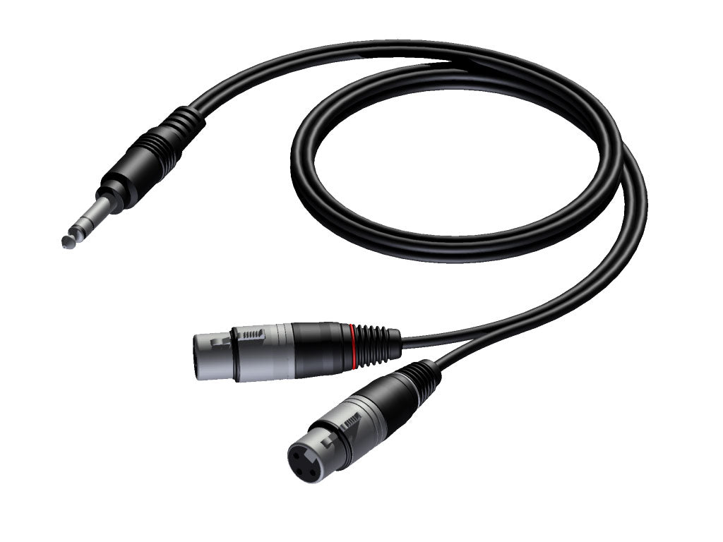 Stereo jack til 2x XLR hun 1,5 meter