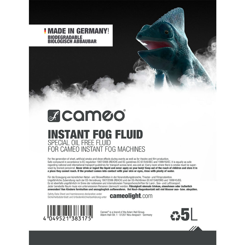 Cameo INSTANT TÅGEVÆSKE 5 L - oliefri tågevæske til Cameo INSTANT tågemaskiner 5 L