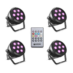 Cameo ROOT® PAR 4 SÆT 1 - Sæt inklusive 4 x CLROOTPAR4 inkl. IR-fjernbetjening (CLPFLAT1REMOTE)