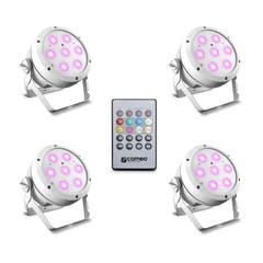 Cameo ROOT® PAR 4 WH SET 1 - Sæt inkl. 4 x CLROOTPAR4WH inkl. IR-fjernbetjening (CLPFLAT1REMOTE)