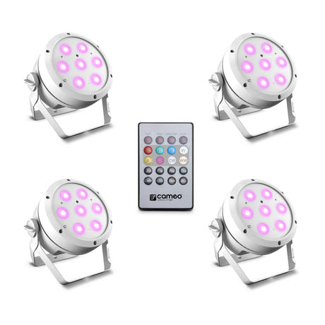 Cameo ROOT® PAR 4 WH SET 1 - Sæt inkl. 4 x CLROOTPAR4WH inkl. IR-fjernbetjening (CLPFLAT1REMOTE)