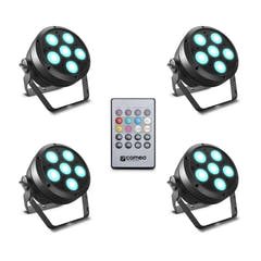 Cameo ROOT® PAR 6 SET 1 - Sæt inklusive 4 x CLROOTPAR6 inkl. IR-fjernbetjening (CLPFLAT1REMOTE)