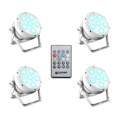 Cameo ROOT® PAR 6 WH SÆT 1 - Sæt inklusive 4 x CLROOTPAR6WH inkl. IR-fjernbetjening (CLPFLAT1REMOTE)
