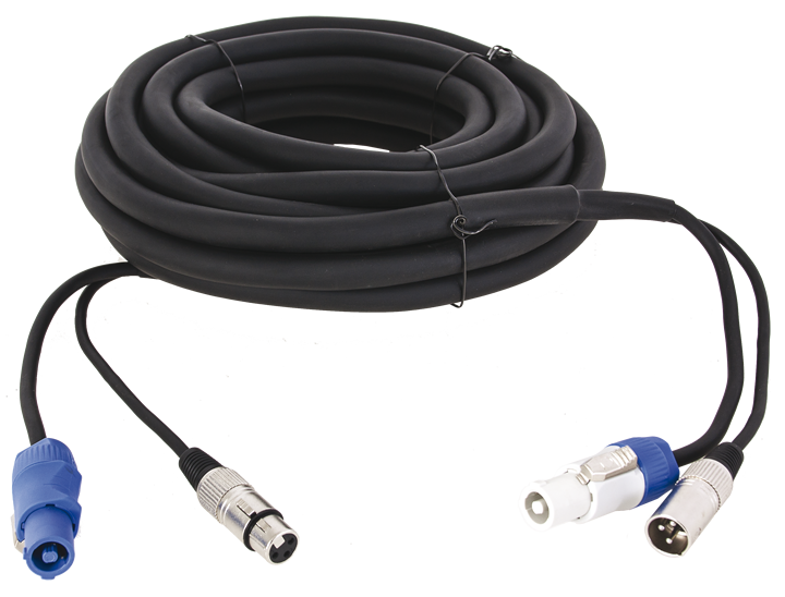 Powercon & XLR kombi kabel (DMX) 10 mtr.