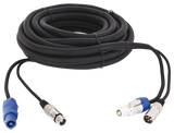 Powercon & XLR kombi kabel (DMX) 10 mtr.
