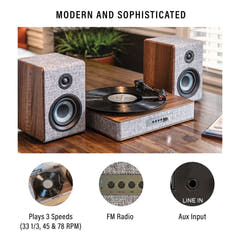 Crosley Arya Pladespiller med højttalere, Gray