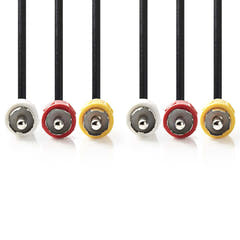 Komposit videokabel, 3 x RCA-hanstik /3 x RCA-hanstik, 1.5 m.