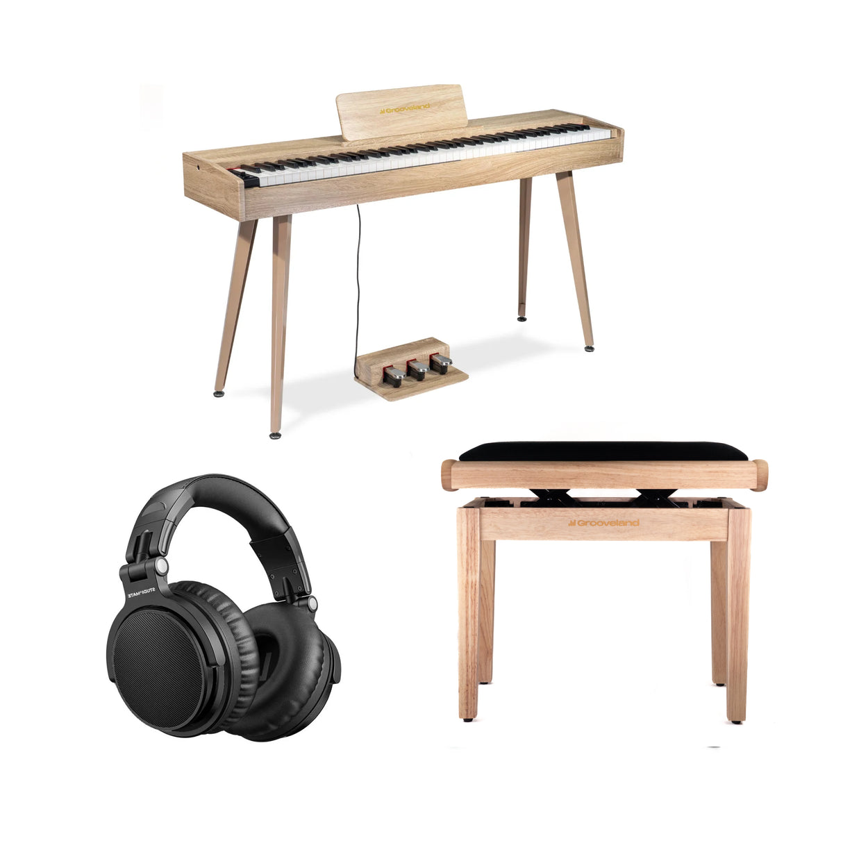 Grooveland DDP-140 El Klaver (Træ) Bundle