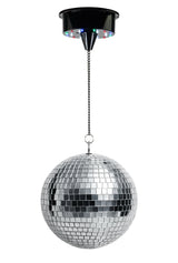 Batteridrevet Diskokugle m. LED (20 cm) & Pinspot