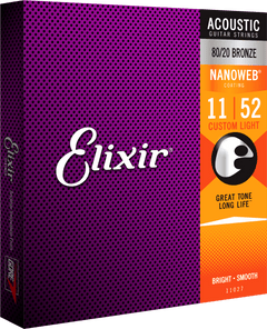 Elixir Nanoweb Bronze 80/20 Guitarstrenge (Custom Light, 11-52)