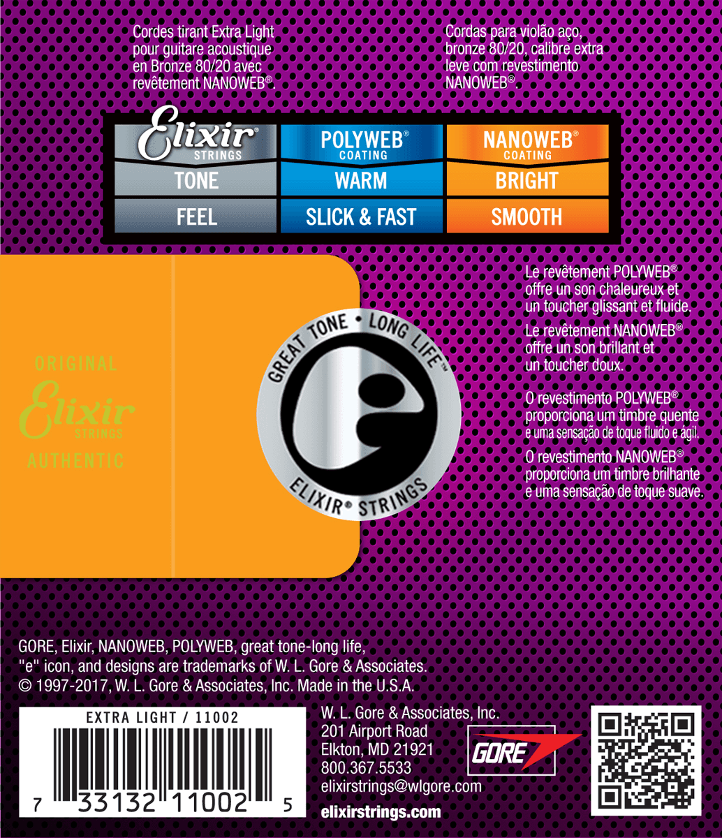 Elixir Nanoweb Bronze 80/20 Guitarstrenge (Extra Light, 10-47)