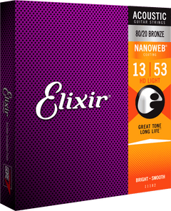 Elixir Nanoweb Bronze 80/20 Guitarstrenge (HD Light, 13-53)
