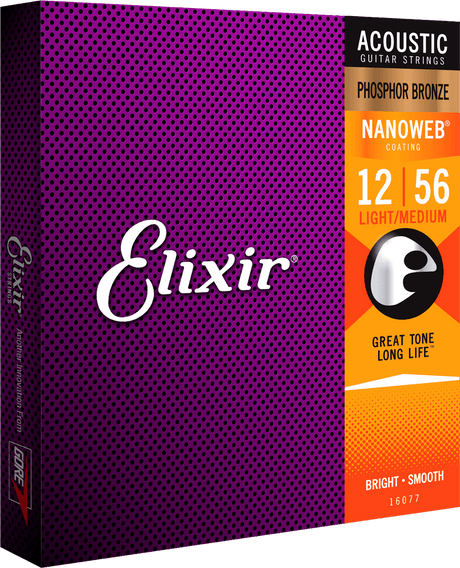 Elixir Nanoweb Phosphor Bronze Guitarstrenge (Medium Light, 12-56)