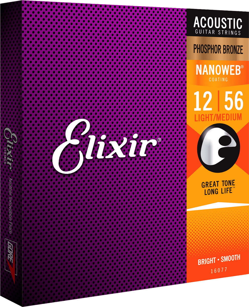 Elixir Nanoweb Phosphor Bronze Guitarstrenge (Medium Light, 12-56)