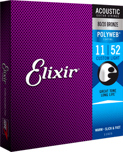 Elixir Polyweb Bronze 80/20 Guitarstrenge (Custom Light, 11-52)