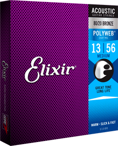 Elixir Polyweb Bronze 80/20 Guitarstrenge (Medium, 13-56)