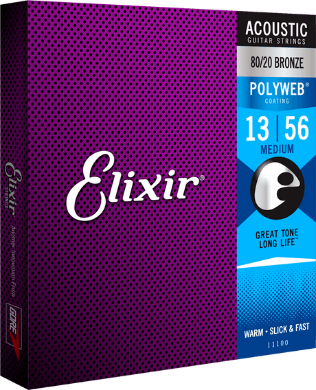 Elixir Polyweb Bronze 80/20 Guitarstrenge (Medium, 13-56)