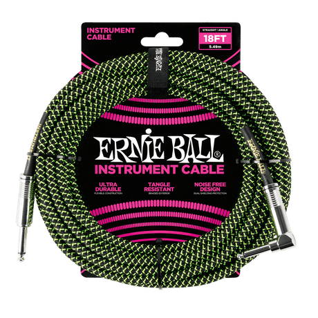 Ernie Ball 6082 Guitar Kabel (Sort, Grøn, 5,4m)