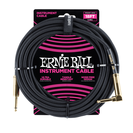 Ernie Ball 6086 Guitar Kabel (Sort, 5,4m)