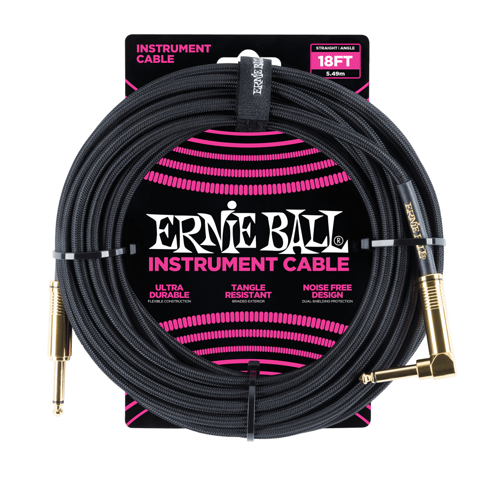 Ernie Ball 6086 Guitar Kabel (Sort, 5,4m)