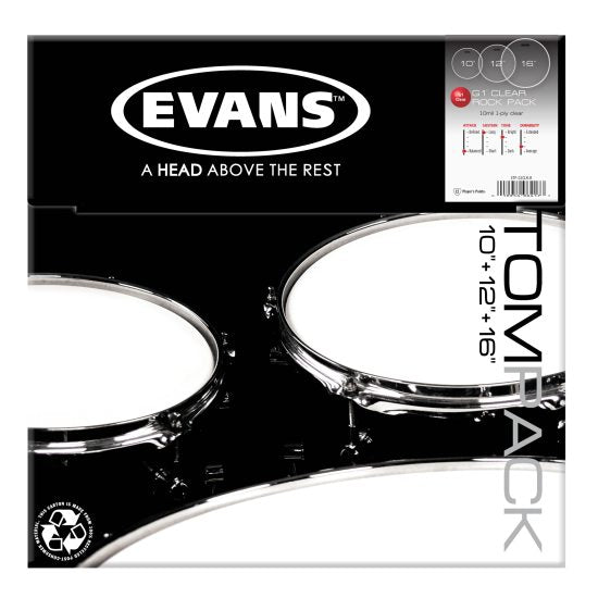 Evans G1 Skindpakke Standard Clear - 12", 13", 16"