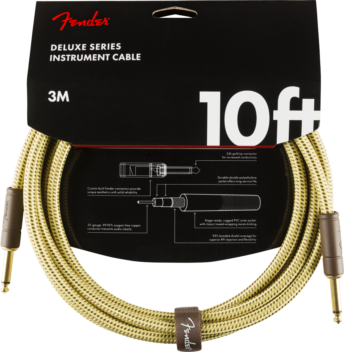 Fender Deluxe Guitar Kabel (Tweed, 3m)