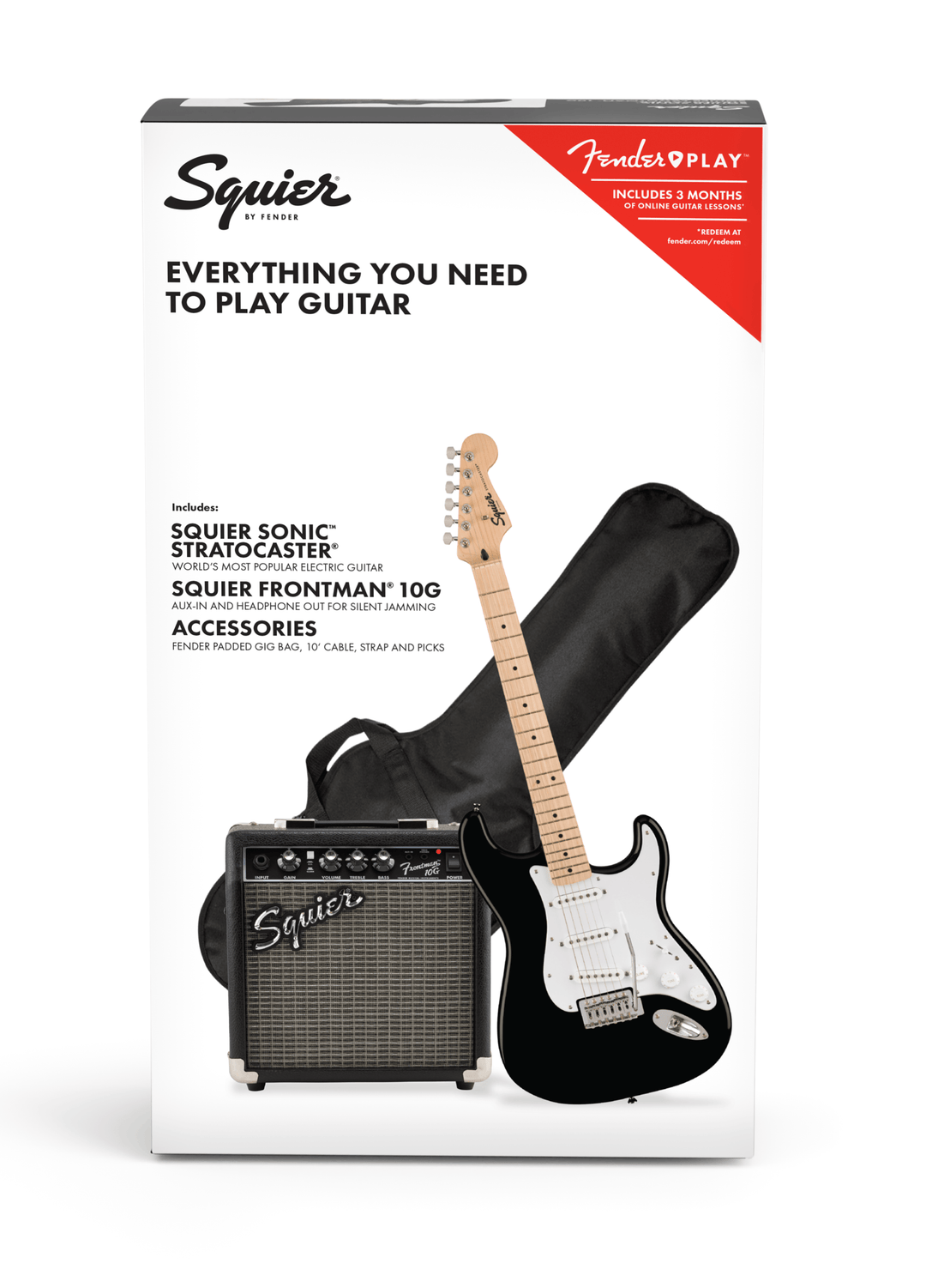 Fender Squier Sonic Stratocaster El-guitar Startpakke (Sort)
