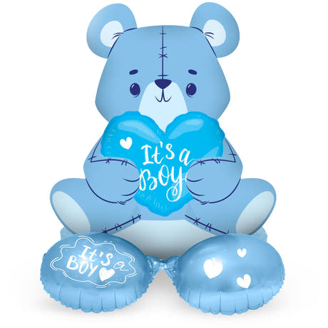 Folieballon m. Base Bear 'It's a Boy' (Blå , 61cm)