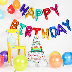 Folieballoner 'Happy Birthday' Multifarvet 13 stk. (Rød, 36cm)
