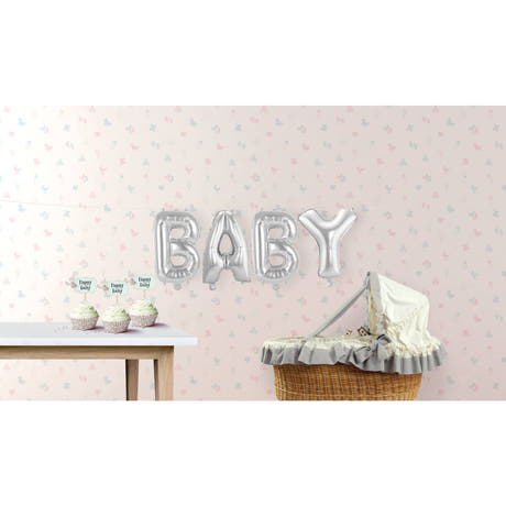 Folieballoner Bogstaver "BABY" (Sølv)