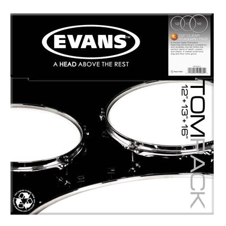 Evans G2 Skindpakke Standard Set Clear - 12", 13", 16"