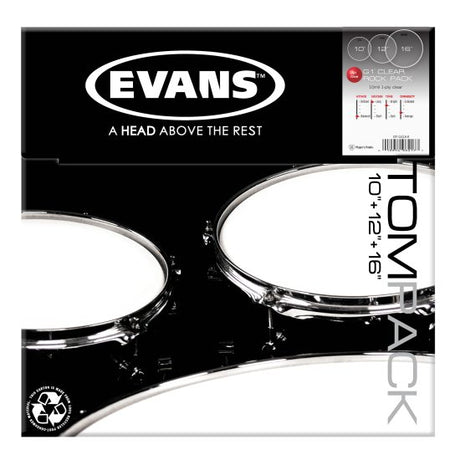 Evans G2 Skindpakke Rock Set Clear - 10", 12", 16"