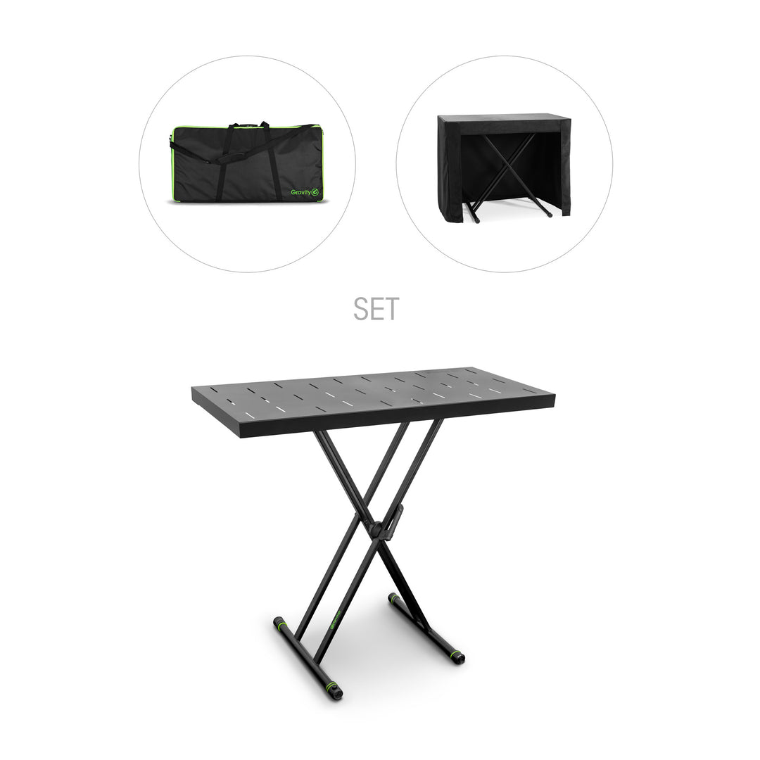 Gravity KSX 2 RD SÆT 1 - X-formet keyboardstativ med dobbeltstøtte og støttebord, sæt 1
