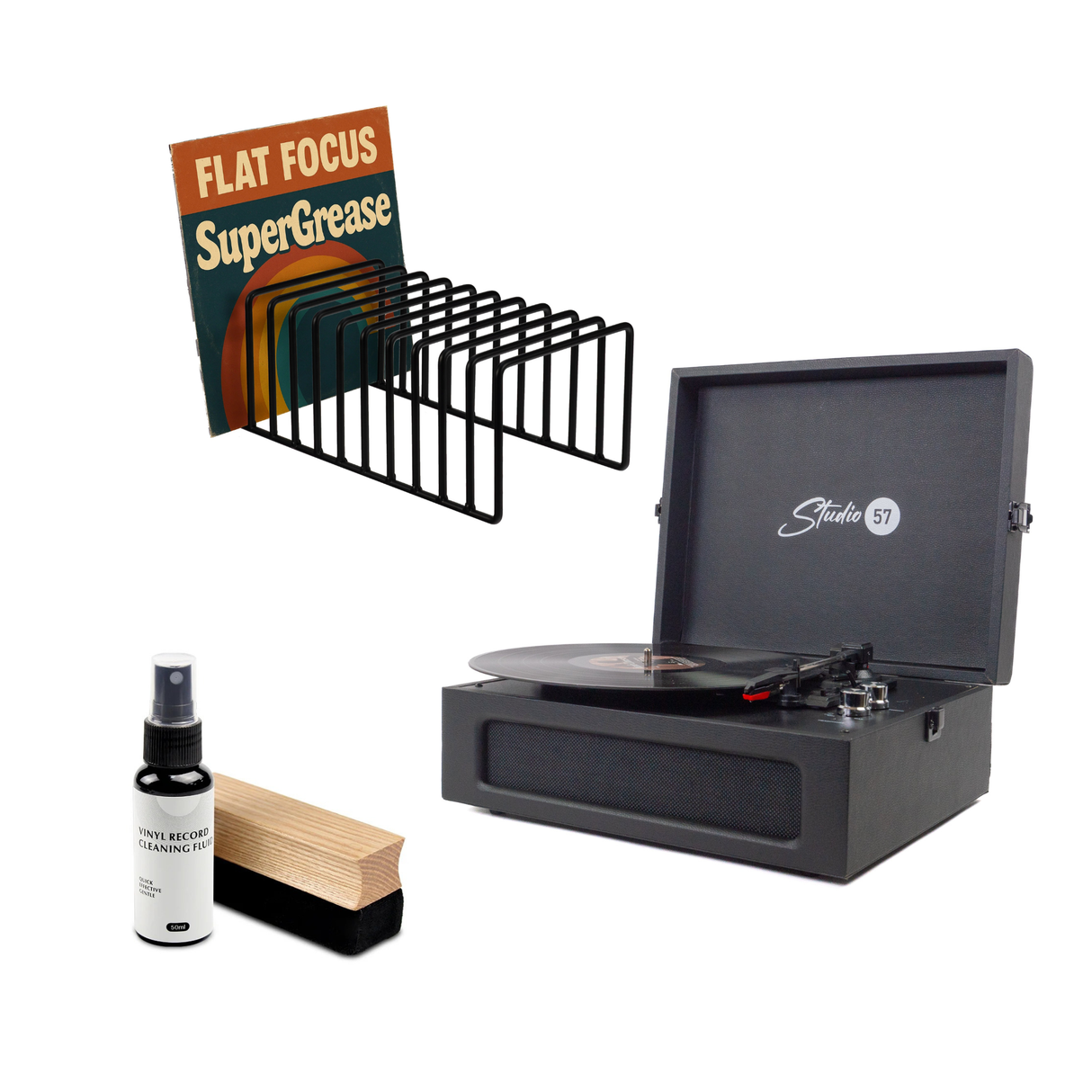 Studio 57 Groovy Pladespiller (Sort) Bundle