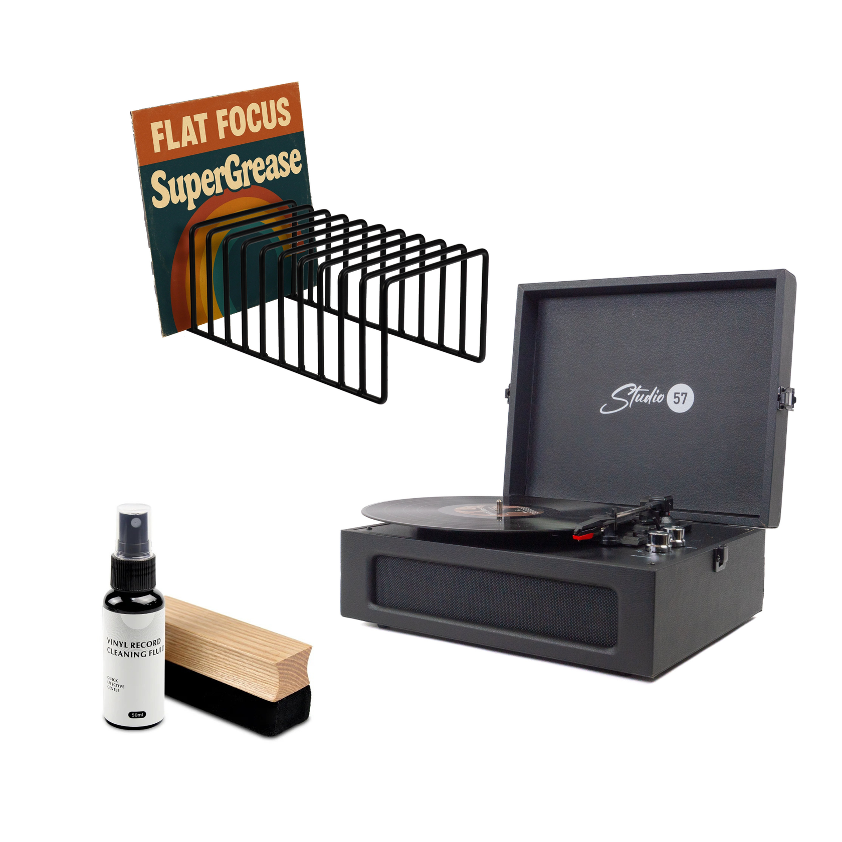Studio 57 Groovy Pladespiller (Sort) Bundle