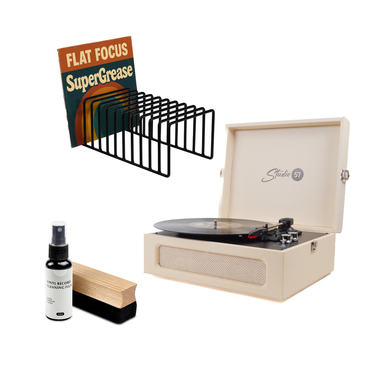 Studio 57 Groovy Pladespiller (Cream) Bundle