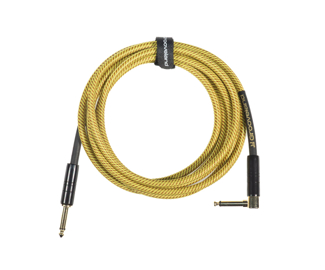 Grooveland Tweed Vinkel Guitarkabel (3m - Gul)
