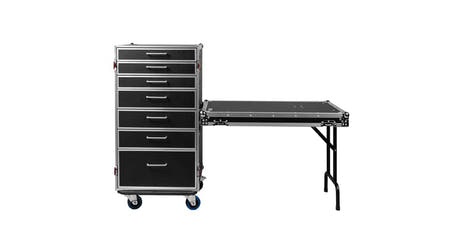 Gator GTOUR-WORKST7 flightcase med 7 skuffer og arbejdsbord