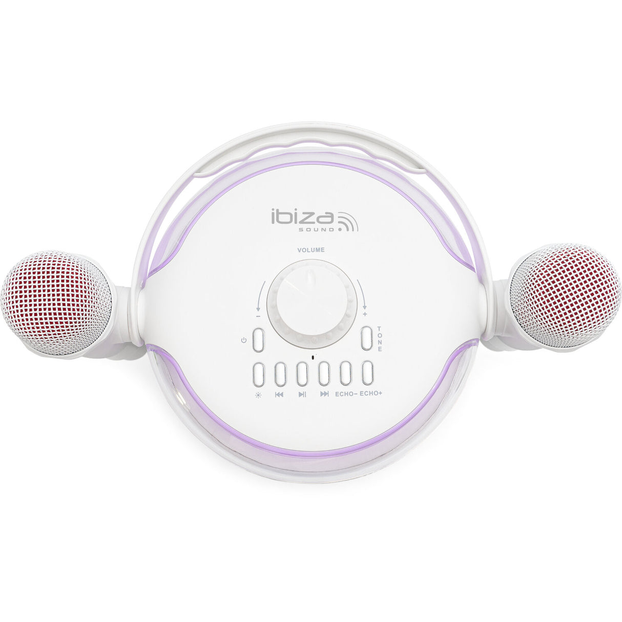 Ibiza Karaoke Anlæg m. Bluetooth og 2 Mikrofoner (Hvid)